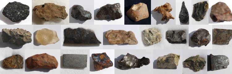 Meteoriten, Tektite und Impaktite als Foto-Collage